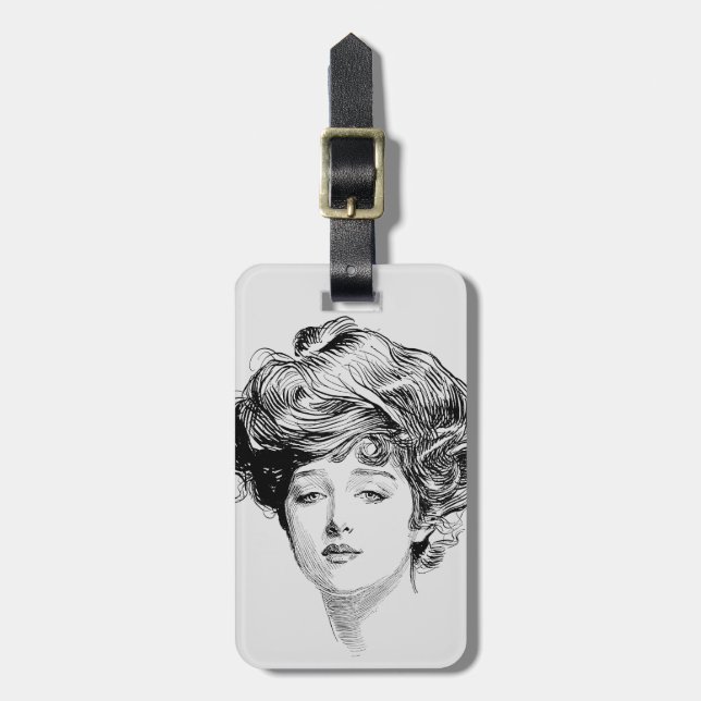 Etiqueta De Bagagem Retrato de uma menina de Gibson, 1900 (Frente Vertical)