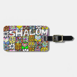 Etiqueta De Bagagem Retro 60s Psicodélico Shalom LOVE