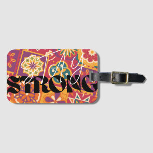 Etiqueta De Bagagem Retro 70s Floral Patchwork Fique ForteAbrace as v