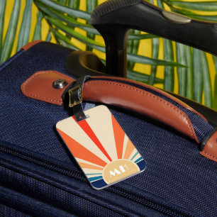 Etiqueta De Bagagem Retro 70s Starburst Sunrise Monograma
