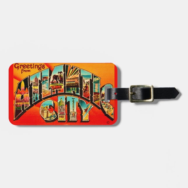 Etiqueta De Bagagem Retro Atlantic City (Frente Horizontal)