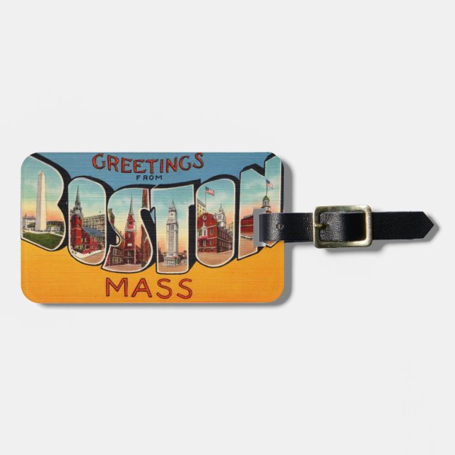 Etiqueta de Bagagem Retro Boston (Frente Horizontal)