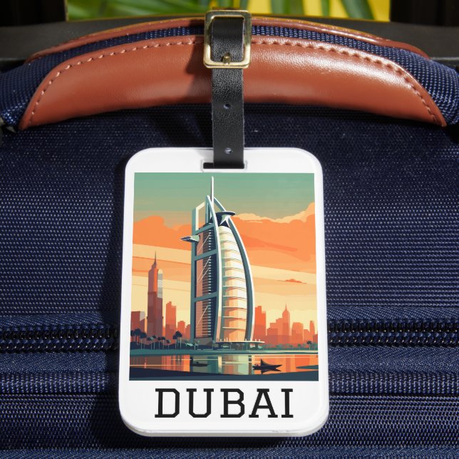Etiqueta De Bagagem Retro Classic Viagem Dubai UAE (Frente Insitu 2)