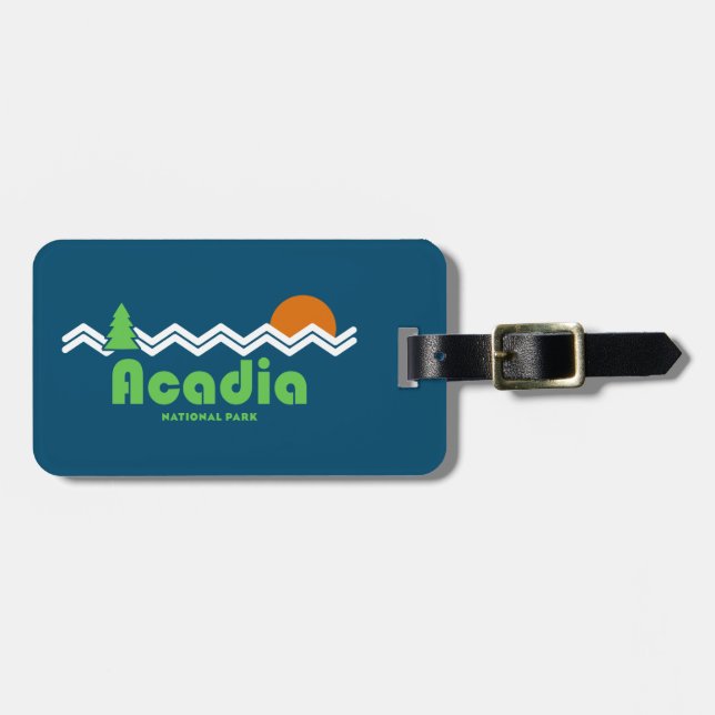 Etiqueta De Bagagem Retro do Parque Nacional Acadia (Frente Horizontal)