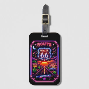 Etiqueta De Bagagem Rétro Neon Pegue Seus Chutes Rota 66