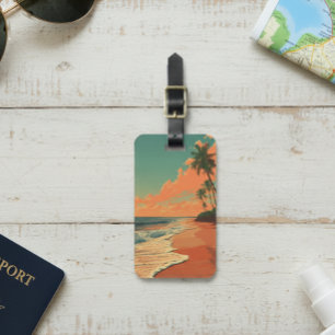 Etiqueta De Bagagem Retro Praia Viagem Paisagem ao Ar Livre 