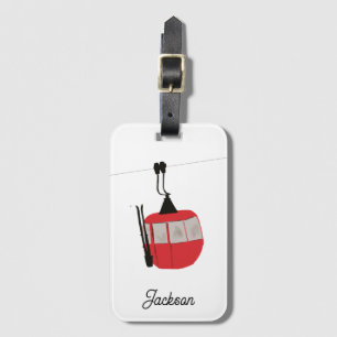 Etiqueta De Bagagem Retro Red Ski Gondola Lift Personalizado