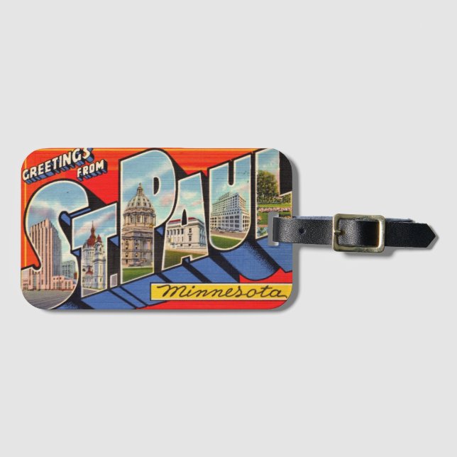 Etiqueta De Bagagem Retro St. Paul Minnesota  (Frente Horizontal)