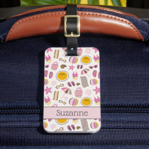 Etiqueta De Bagagem Retro Summer Beach, Nome Personalizado
