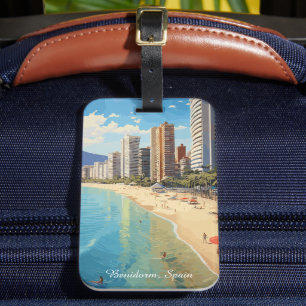 Etiqueta De Bagagem Retro Vintage Benidorm Espanha Viagem Mediterrâneo