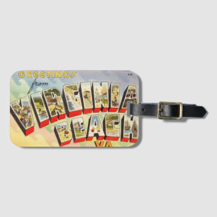Etiqueta De Bagagem Retro Virginia Beach Saudações