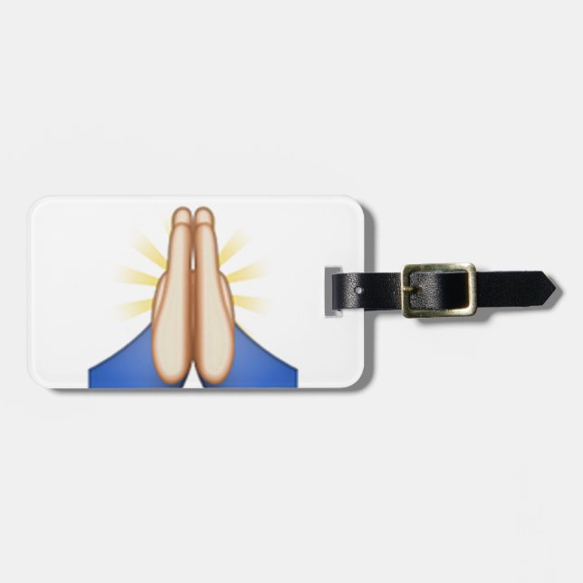 Etiqueta De Bagagem rezando emoji (Frente Horizontal)