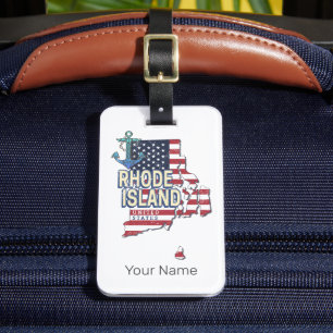 Etiqueta De Bagagem Rhode Island Estados Unidos - Retro State Map Vint