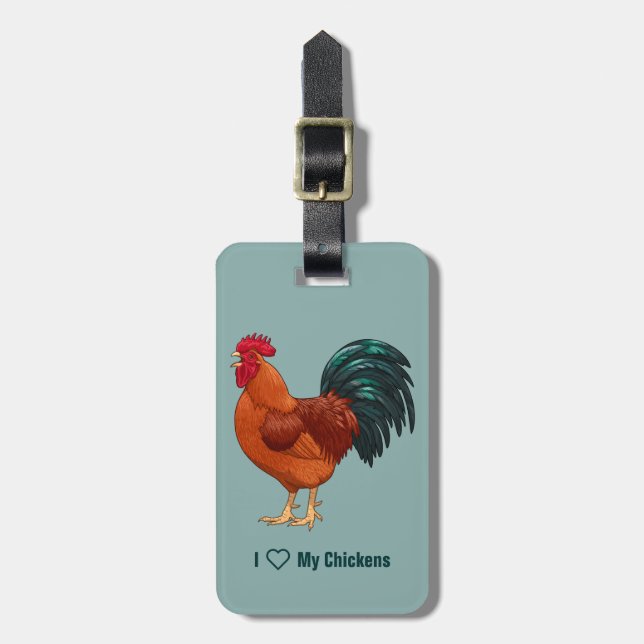 Etiqueta De Bagagem Rhode Island Red Rooster Crowing (Frente Vertical)