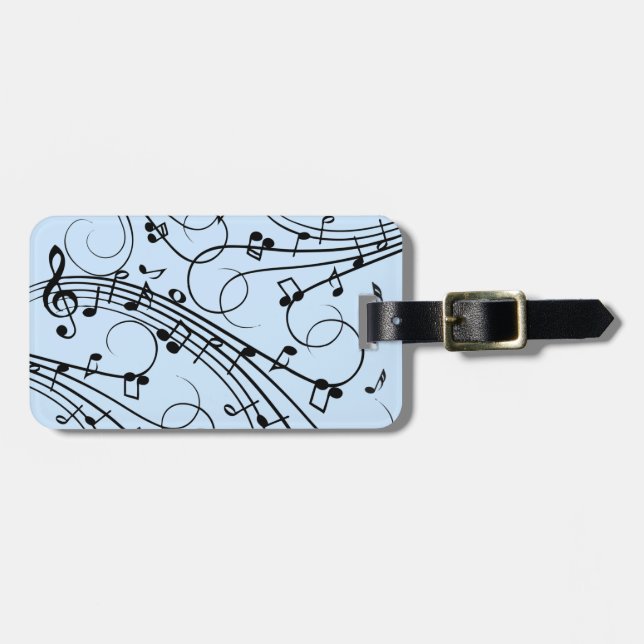 Etiqueta De Bagagem Rico Music Notes Blue (Frente Horizontal)