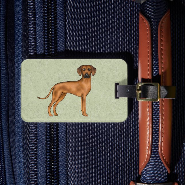 Etiqueta De Bagagem Ridgeback Cute Brown Lion Dog Verde (Frente Insitu 4)