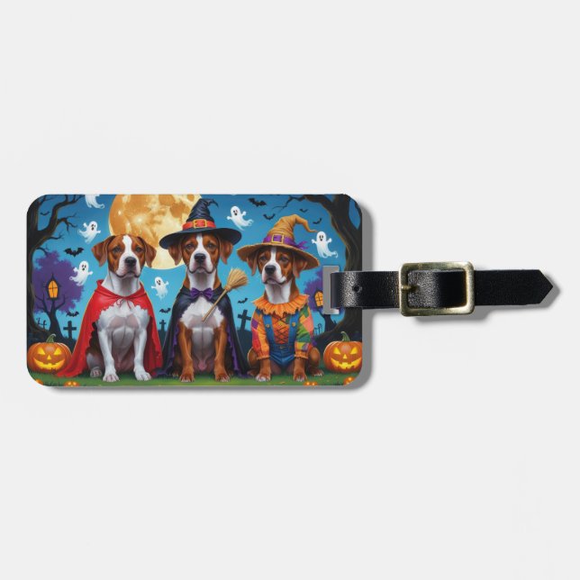 Etiqueta De Bagagem Ridgeback Rhodesian Cães Pumpkin Halloween Engraça (Frente Horizontal)