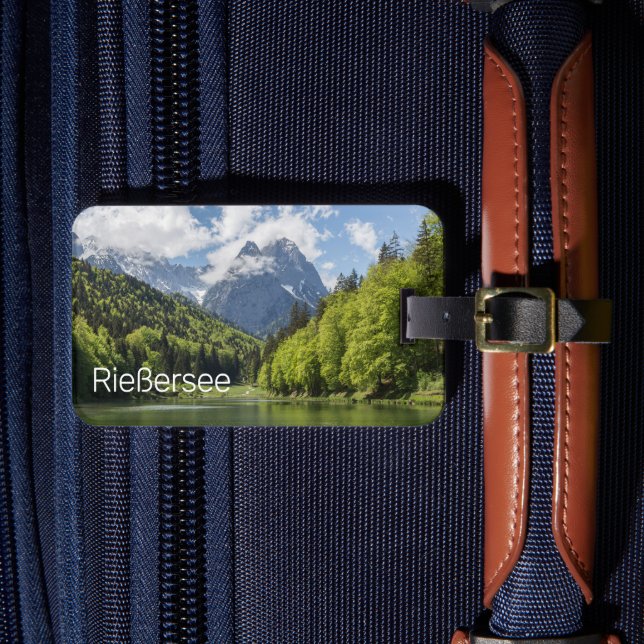 Etiqueta De Bagagem Riessersee Alps Garmisch Partenkirchen Bavaria (Frente Insitu 4)