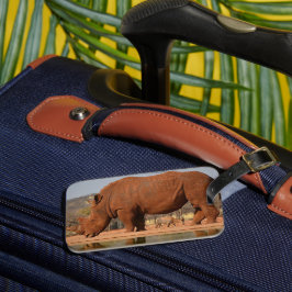 Etiqueta De Bagagem Rino com lama na foto da pele