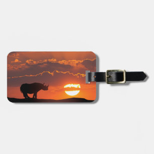 Etiqueta De Bagagem Rinoceronte ao pôr do sol, Masai Mara, Quênia