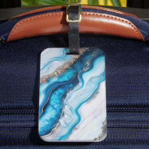 Etiqueta De Bagagem Rio Azul Marble