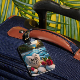 Etiqueta De Bagagem Rio de Pedra Cardíaca de Jessica