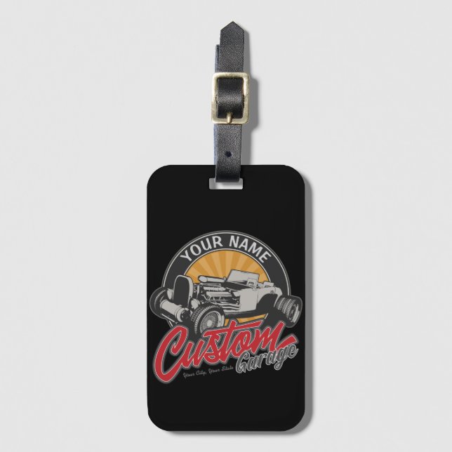 Etiqueta De Bagagem Roadster Personalizado de Retrô Personalizado de G (Frente Vertical)