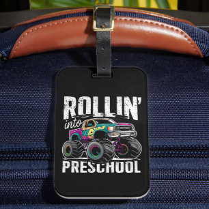 Etiqueta De Bagagem Rolar na Pré-Escola Caminhão Monstro de Volta à Es