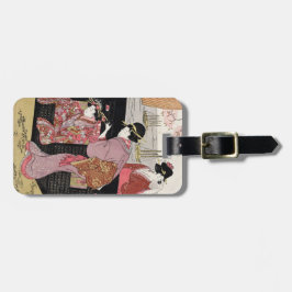 Etiqueta De Bagagem Rolo japonês legal da senhora da gueixa do trio do