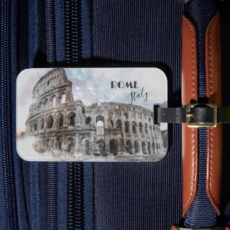 Etiqueta De Bagagem Roma Itália Colosseum Viagem Art Vintage