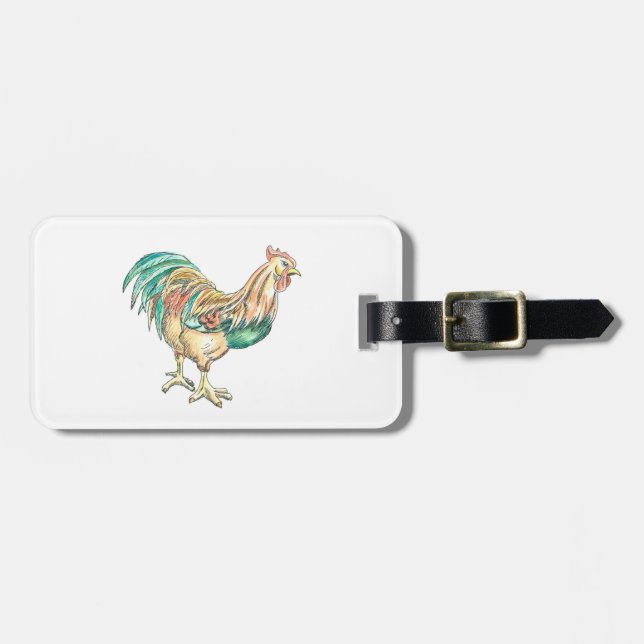 Etiqueta De Bagagem Rooster Art (Frente Horizontal)
