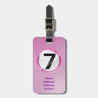 Etiqueta De Bagagem rosa afortunado do número 7