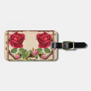 Etiqueta De Bagagem Rosa antiga vintage rústica vitoriana antiga
