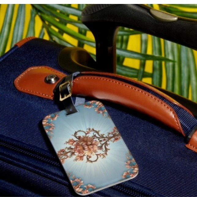 Etiqueta De Bagagem Rosa Barroca (Identify your luggage right away with this beautiful floral luggage tag,  a great gift for Mother’s )