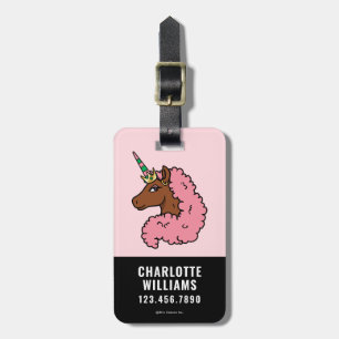 Etiqueta De Bagagem Rosa claro Afro Unicorn