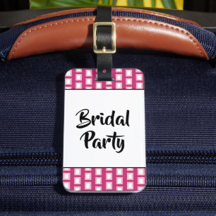 Etiqueta De Bagagem Rosa claro Negra do Partido Bridal e Retro Funky B