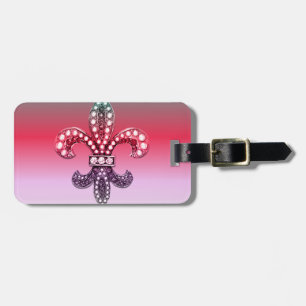 Etiqueta De Bagagem Rosa da cor de Flor Nova Orleães da flor de lis