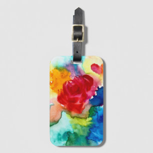Etiqueta De Bagagem Rosa de abstrato de belas cores aquáticas