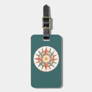 Etiqueta De Bagagem rosa de bússola - mandala