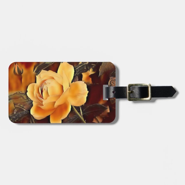 Etiqueta De Bagagem Rosa de chama (Frente Horizontal)
