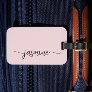 Etiqueta De Bagagem Rosa Desmaiado Feminino Minimalista Simples Roteir