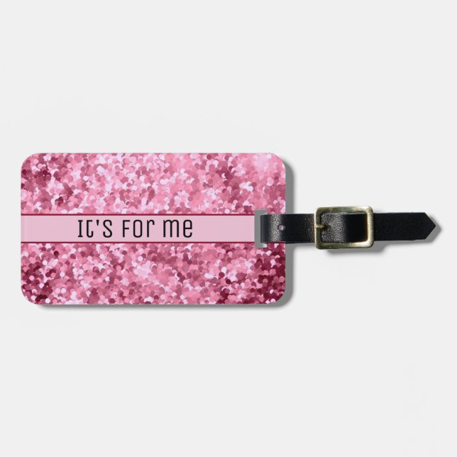 Etiqueta De Bagagem Rosa dourado brilhante engraçado (Frente Horizontal)