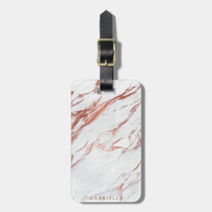 Etiqueta De Bagagem Rosa Dourado Marble