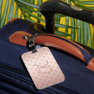Etiqueta De Bagagem Rosa dourado, monograma personalizado, iniciais el