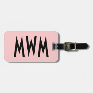 Etiqueta de bagagem rosa e preta personalizada