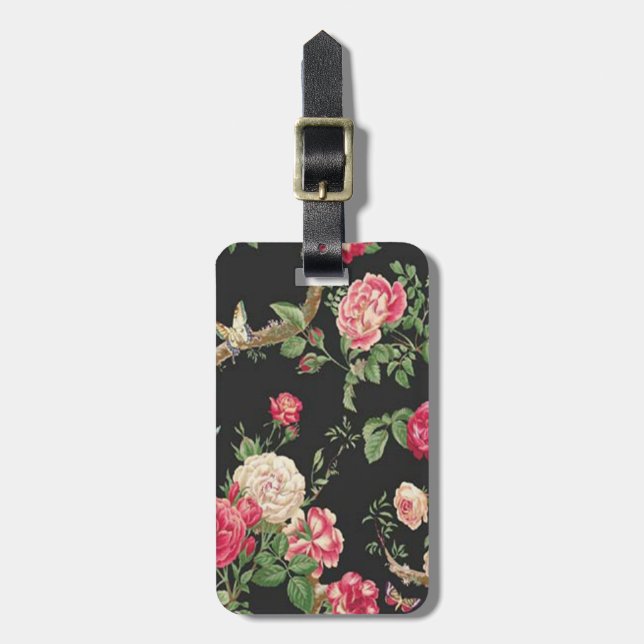 Etiqueta de Bagagem Rosa Elegante Personalizada (Frente Vertical)