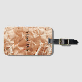 Etiqueta De Bagagem Rosa Peach Dourado Glam