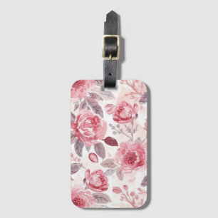 Etiqueta De Bagagem Rosa Peônia Rosa Floral Jardim Aquarela