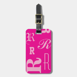 Etiqueta De Bagagem Rosa Personalizado, Tipografia de Monograma Inicia