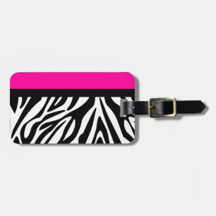 Etiqueta De Bagagem Rosa quente e impressão animal da zebra